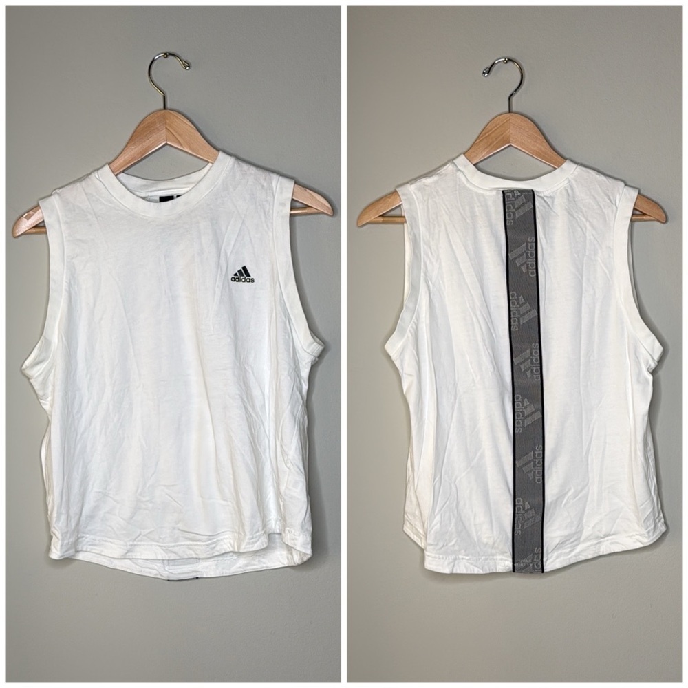 Adidas Women's Sleeveless Muscle Tank W/Reflective Logo Stripe Size Large
